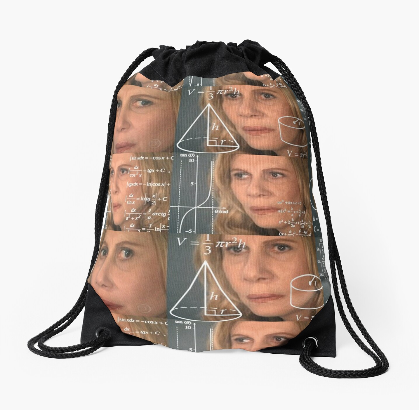 Confused Math Lady Meme Drawstring Bags By Richterr Redbubble