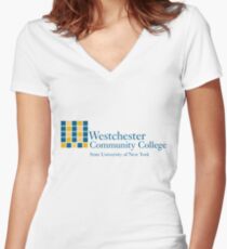 westchester community college Women's Fitted V-Neck T-Shirt