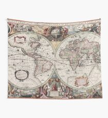 Vintage Karten der Welt. Geographische und hydrographische Karte der ganzen Welt Wandbehang