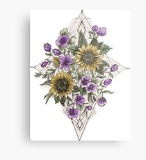 Geometric Sunflower Pattern Metal Print