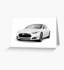 White Tesla Model S luxury electric car art photo print Greeting Card