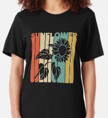 Vintage Style Sunflower Silhouette Shirt Slim Fit T-Shirt