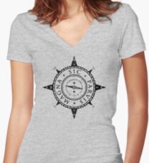 Uncharted Adventure (black) Women's Fitted V-Neck T-Shirt