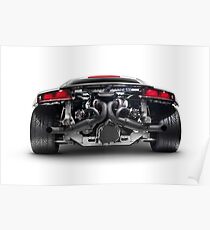 Audi Quattro R8 Turbo sports car rear view with exposed engine art photo print Poster