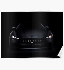 Maserati Ghibli S Q4 luxury car on black art photo print Poster