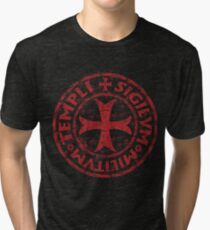Camiseta de tejido mixto Sello de los templarios de los caballeros Símbolo Código Medieval Tees