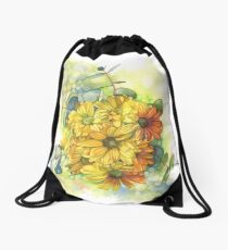 Chrysanthemum Bouquet Drawstring Bag