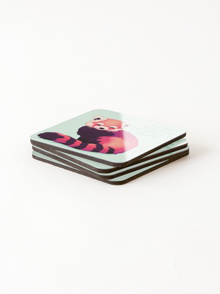 Alternate view of "You Don't Have to Be Perfect To Be Lovable" Red Panda Coasters (Set of 4)