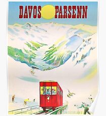 Davos, Switzerland, railway system, vintage travel poster Poster
