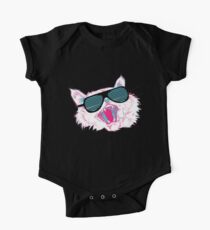 Awesome 80's Sunglasses Cat One Piece - Short Sleeve