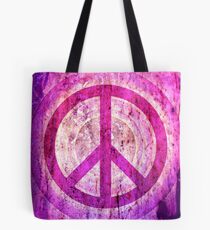 Peace Sign - Grunge Texture with Scratches Tote Bag