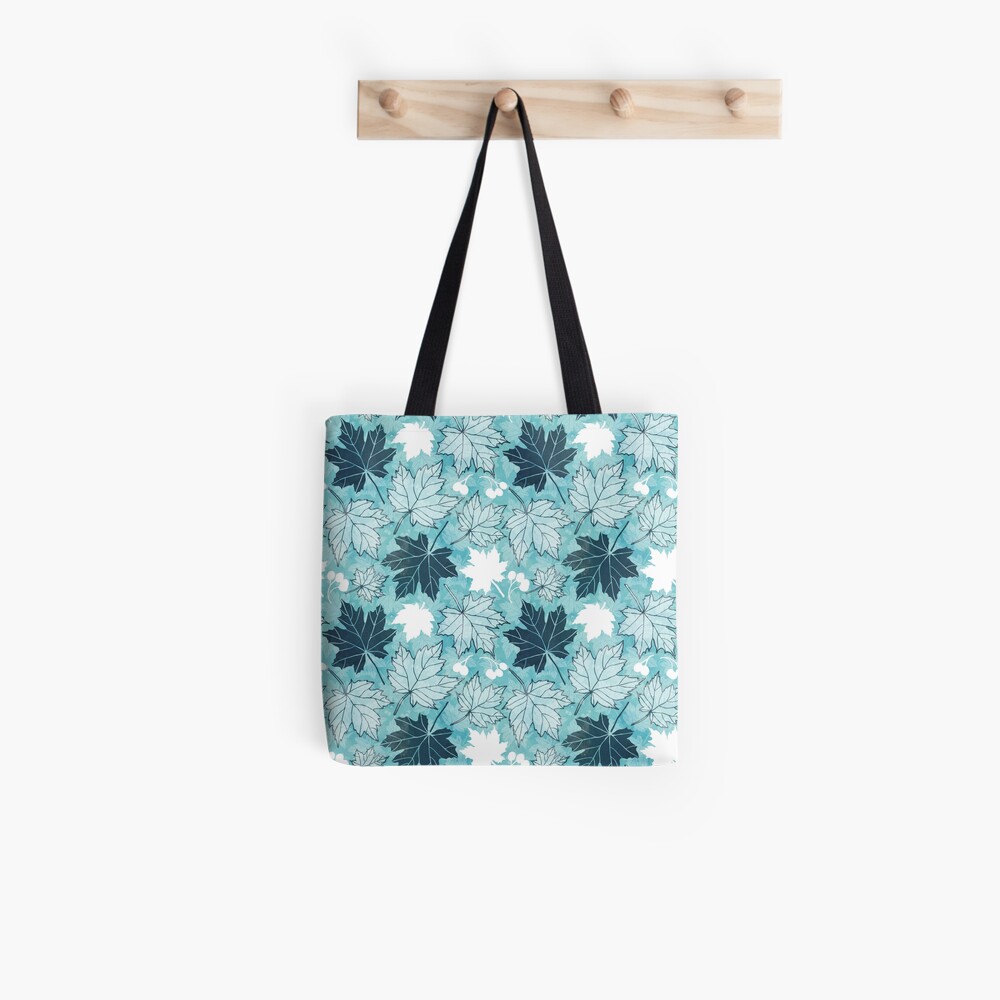 Autumn leaves in turquoise and blue Tote Bag