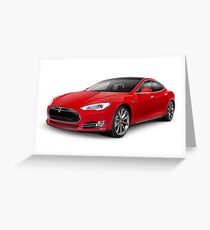 Tesla Model S red luxury electric car art photo print Greeting Card