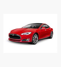 Tesla Model S red luxury electric car art photo print Photographic Print