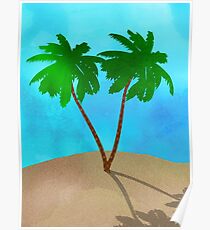 Watercolor Palm Tree Collage Poster