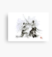 Mens gift ideas, aikido martial arts, ink drawing large poster Canvas Print