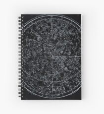 Constellations de l'hémisphère nord | Bleu pâle sur noir Cahier à spirale