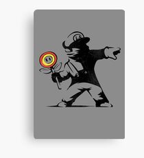 Banksy Mario Flower Thrower Canvas Print