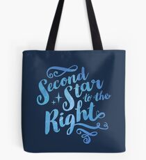 Zweiter Stern nach rechts // Hübscher Stern Peter Pan Typografie-Zitat Tasche