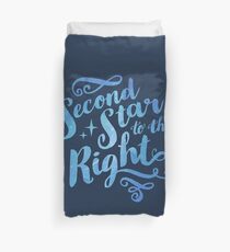 Second Star To the Right // Pretty Star Peter Pan Typography Quote Duvet Cover