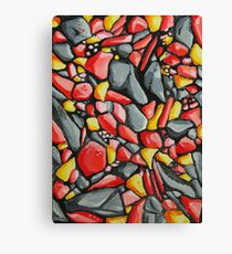 Abstract Riverstones in Red, Grey, Yellow Canvas Print