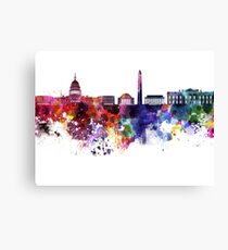 Washington DC skyline in watercolor on white background Canvas Print