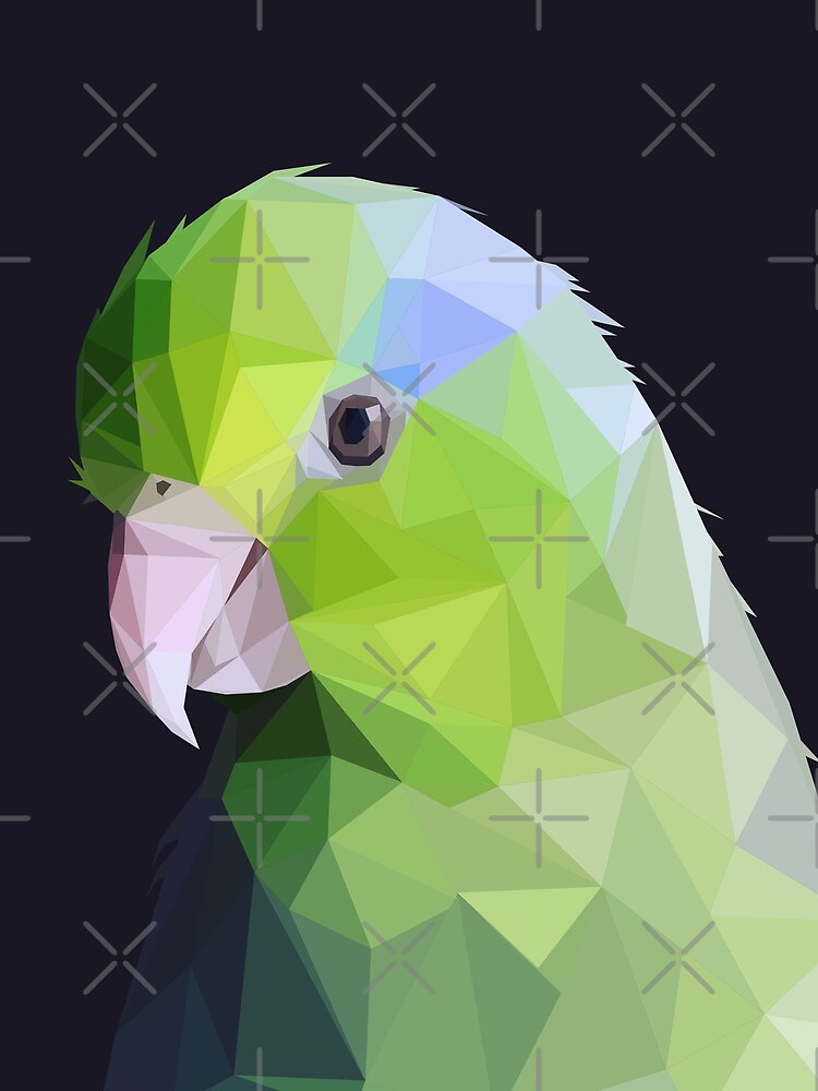 Lowpoly Green Parrolet (Dark Background) by Mariewsart