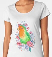 Camiseta premium de cuello ancho Lovebird florido
