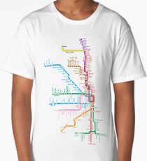 Chicago Trains Map Long T-Shirt