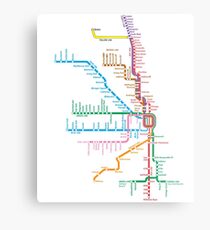 Chicago Trains Map Metal Print