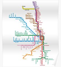 Chicago Trains Map Poster
