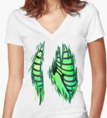 Rib cages for all -Green- Women's Fitted V-Neck T-Shirt