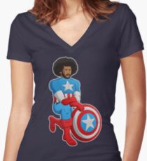 Kaeptain America Women's Fitted V-Neck T-Shirt