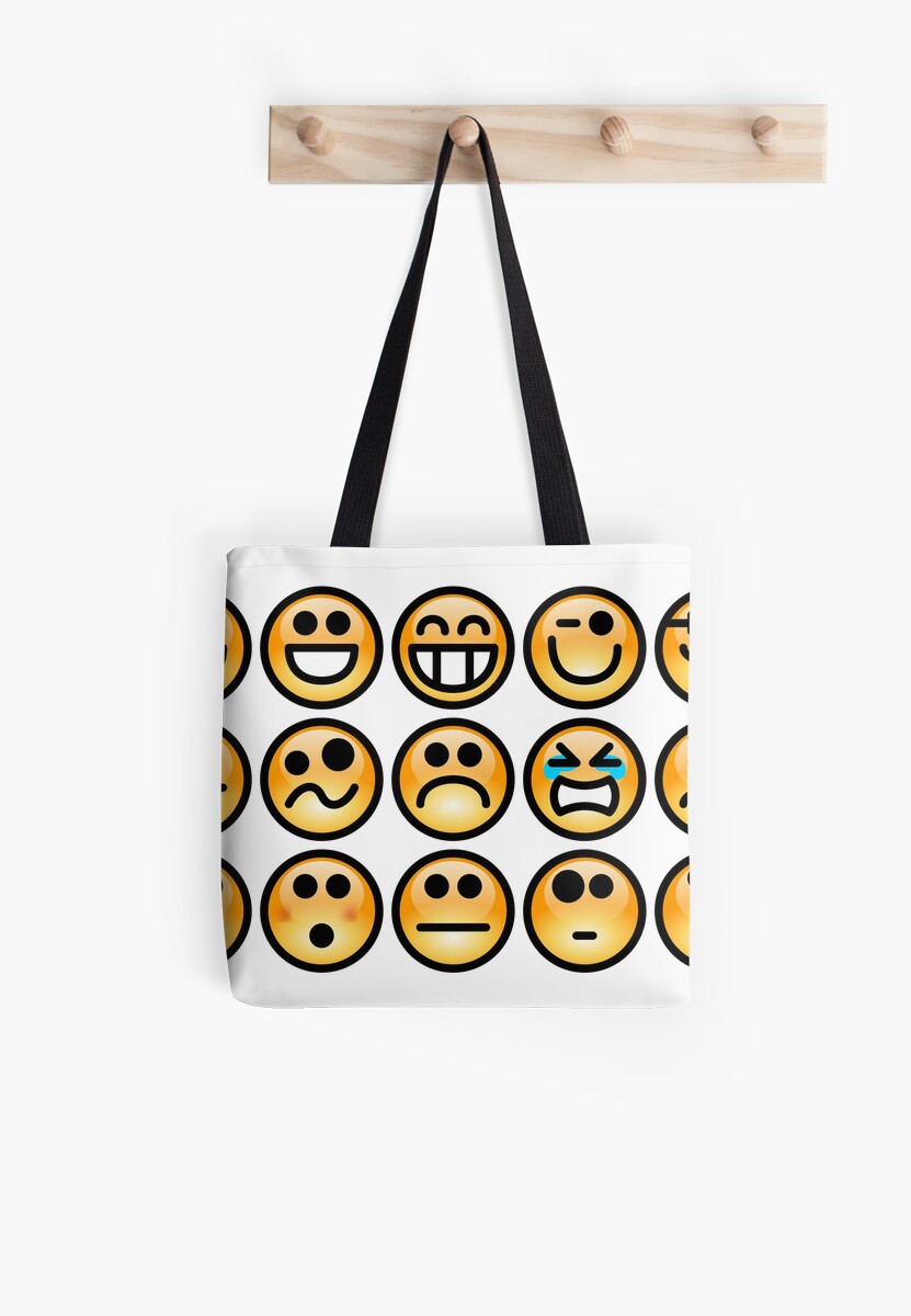 Emoji Emoticon Tote Bags By Edleon Redbubble