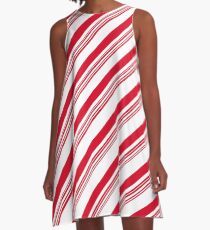 Red Candy Cane Stripes A-Line Dress