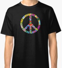 Peace Sign Cool Retro Flowers Design Classic T-Shirt