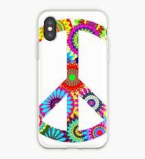Peace Sign Cool Retro Flowers Design iPhone Case