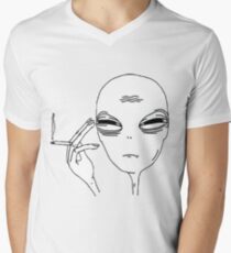 Camiseta para hombre de cuello en v Fumar extranjero