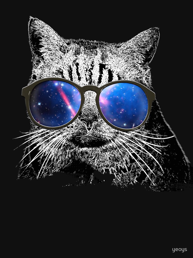 Cat Love Cat Wearing Nerdy Sunglasses Galaxy Cool Cat Classic T Shirt By Yeoys Redbubble