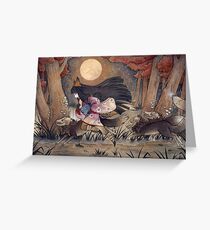Running With Monsters - Kitsune Fox Yokai Greeting Card