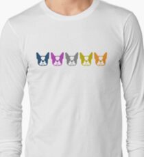 Boston Terrier line up - multi colored Bostons: color series 1 - fun Boston Terrier pattern Long Sleeve T-Shirt