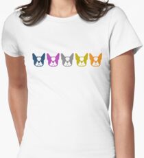 Boston Terrier line up - multi colored Bostons: color series 1 Women's Fitted T-Shirt