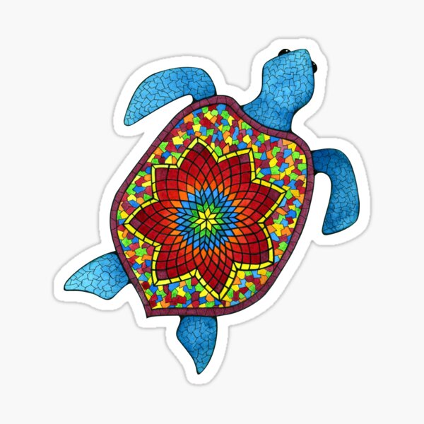 Turtley Awesome Mosaic Watercolor Turtle Sticker
