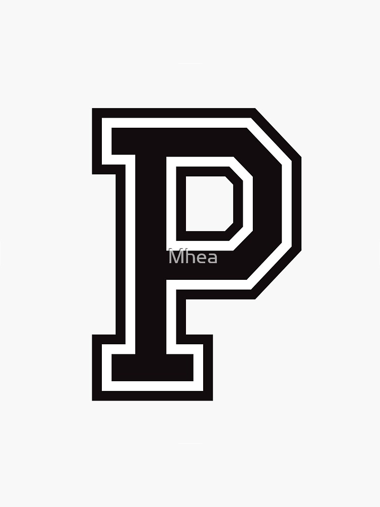 "Letter P sticker black and white, college sports font" Sticker by