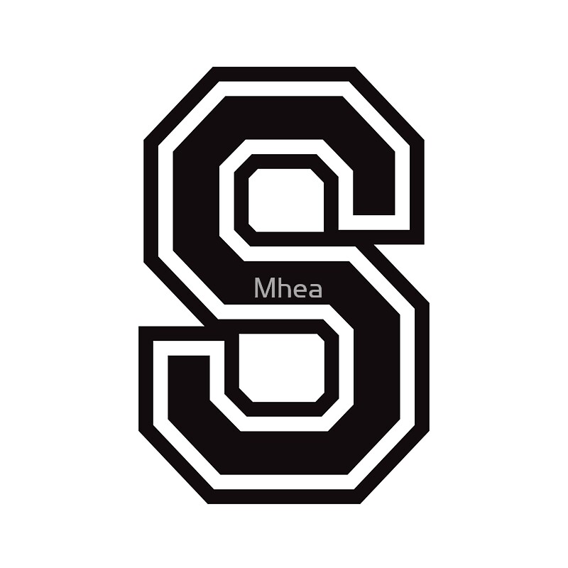 "Letter S sticker - black and white, college sports font" Stickers by ...