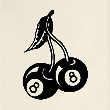 Artwork thumbnail, Trendy Retro 8 Ball Cherries For Pool Lover - 8 Ball Cherry Kitchen Decor by HappyGrandmaUB