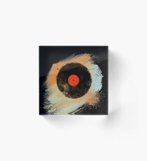 Vinyl Record Retro T-Shirt - Vinyl Records Modern Grunge Design Acrylic Block