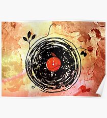 Enchanting Vinyl Records Grunge Art Poster