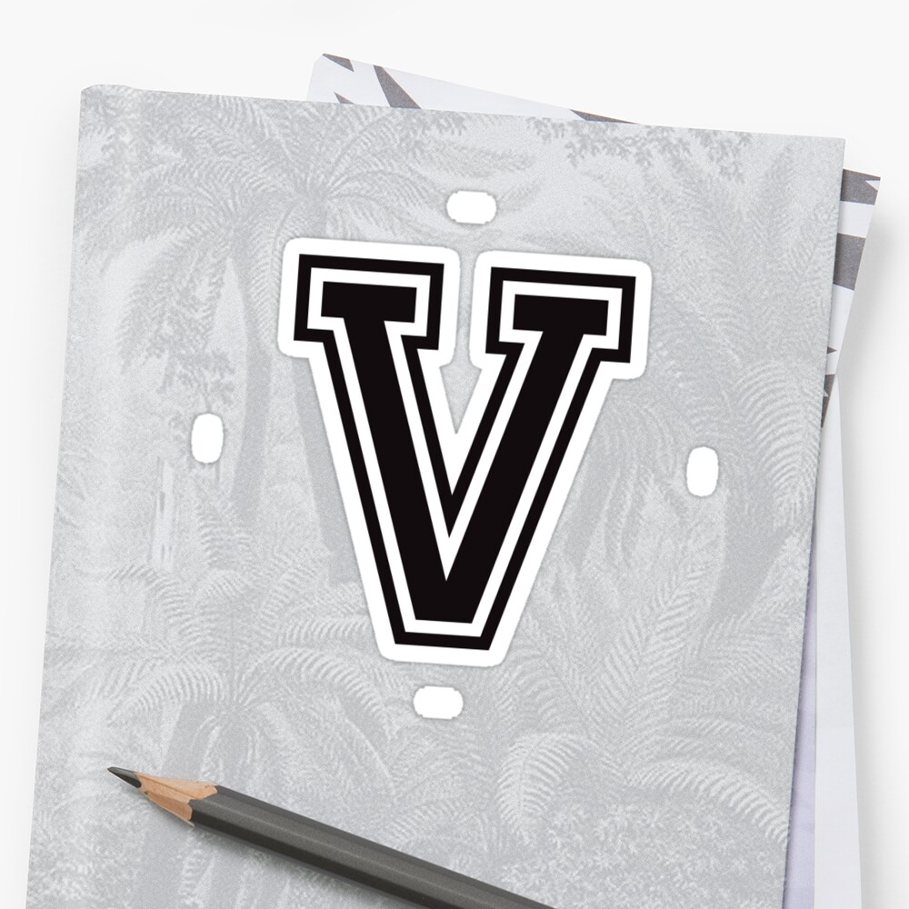 Letter V Sticker Black And White College Sports Font Stickers By