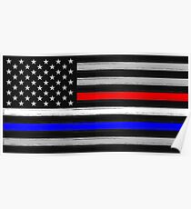 American Flag - Thin Blue, White, and Red Line Poster